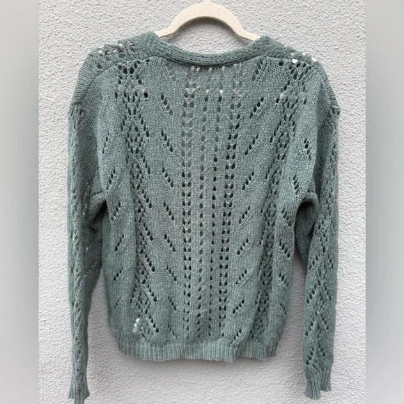 Women's Green Knit Cardigan Sweater, Size Medium - Picture 3 of 3